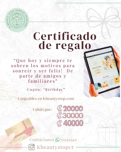 Imagen sobre un certificado de regalo digital